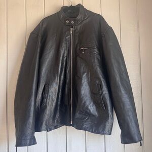 Vintage Unik Black Leather Biker Jacket